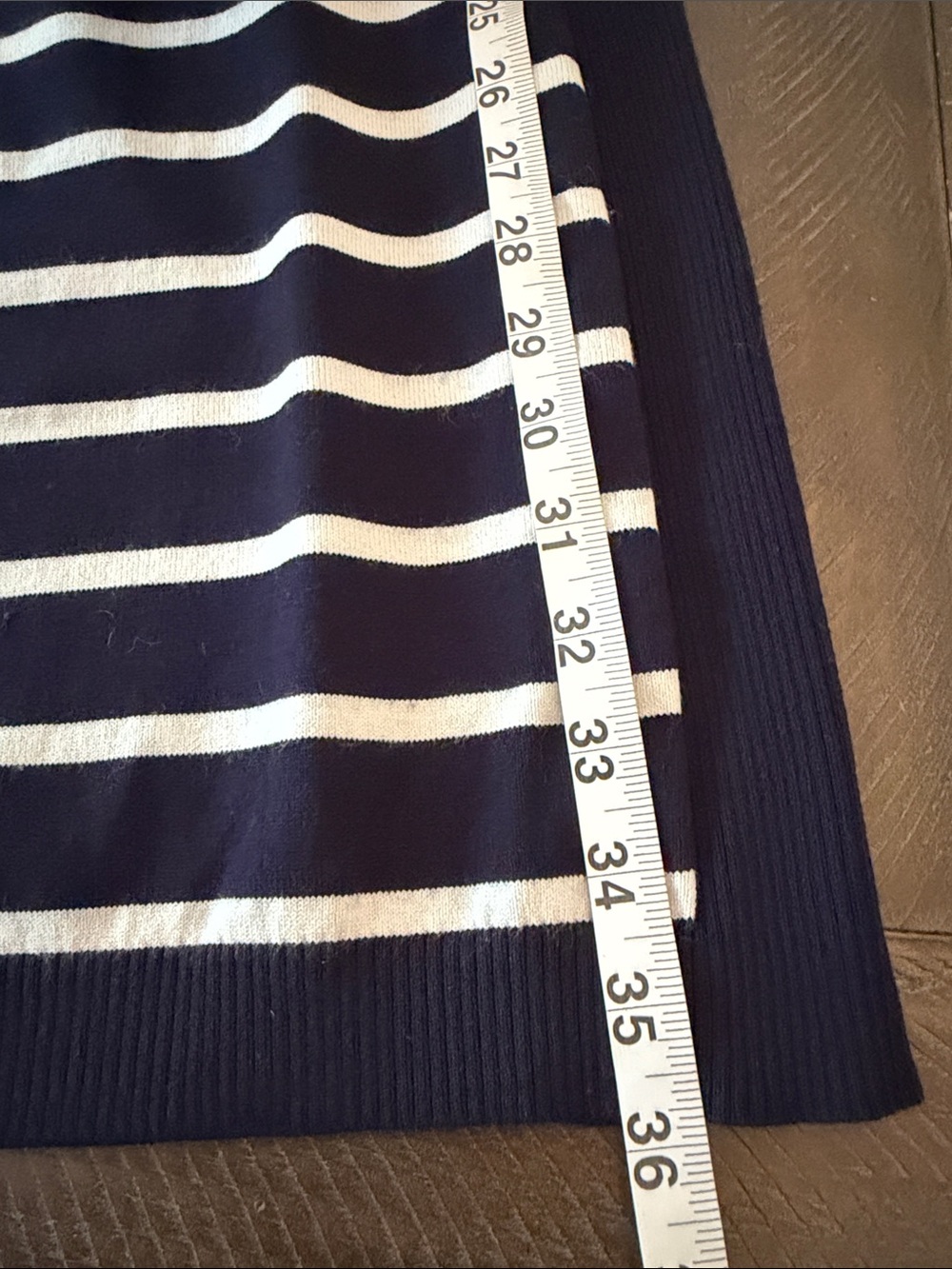 Cache Vintage Nautical Navy And White Striped Jacquard Dress — image 7 of 7